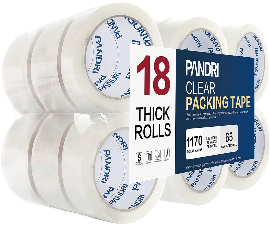 18 Pack Heavy Duty Packing Tape, 1.88" x 65yd Per Roll, Total 1170yd