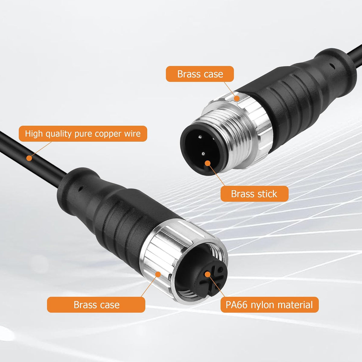YACSEJAO M12 Connector Aviation Sensor Cable, 25CM/0.8FT, 3 Pin