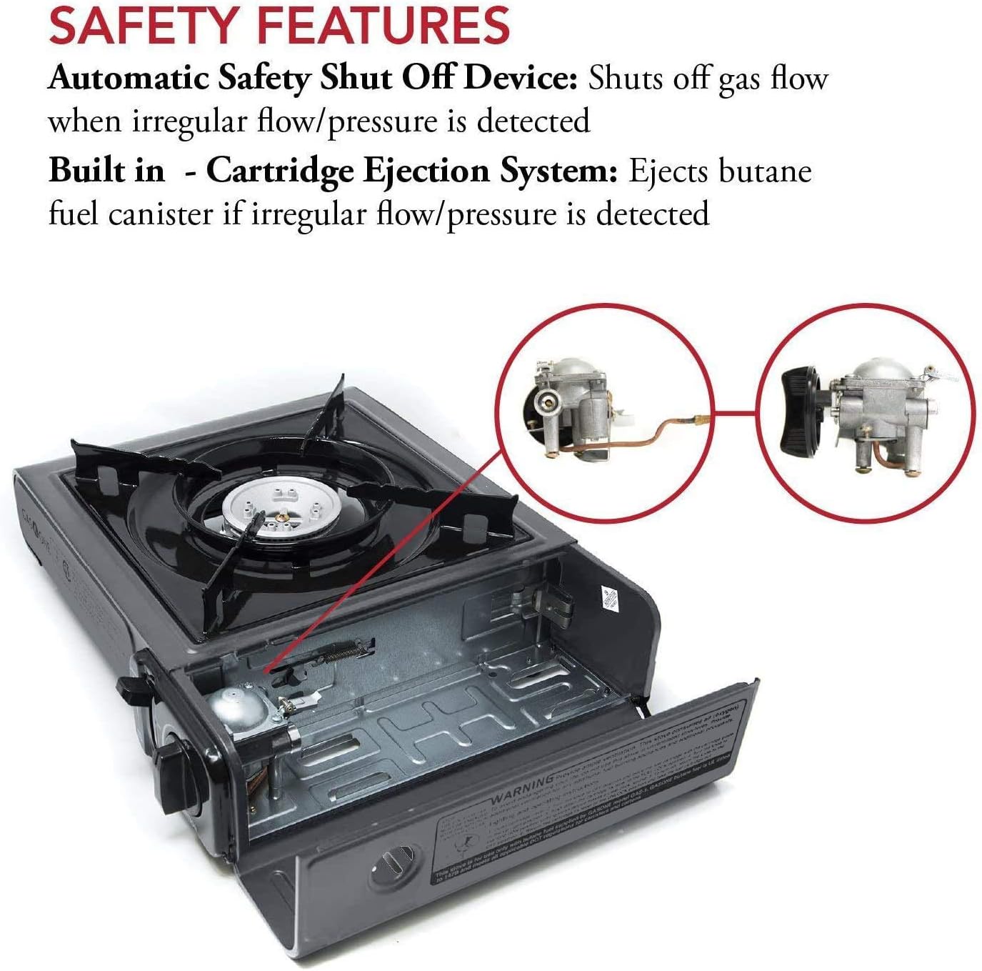 Portable Butane Camping Stove with Case: Automatic Ignition, Precise Heat Control - Camping & Tailgating and Outdoor