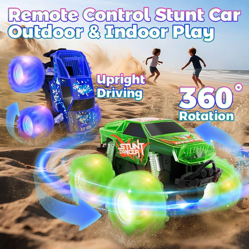 Pink Monster Truck, Unicorn Remote Control Car, 4WD All Terrain Off-Road Girl RC Truck with Colorful Light