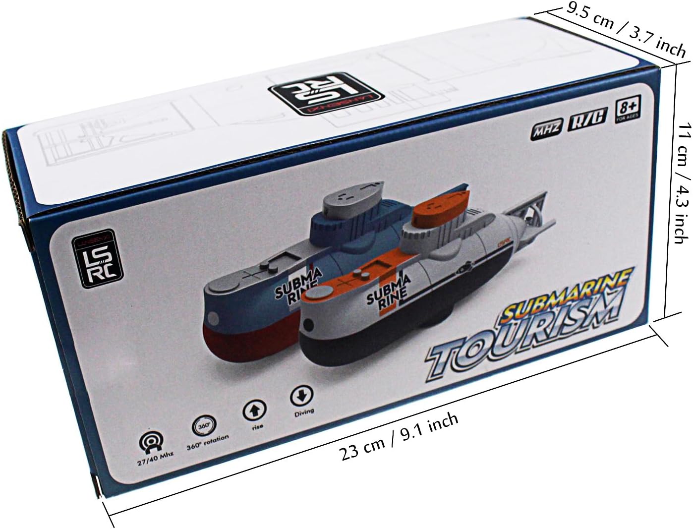 RC Submarine Toy Remote Control Boat Underwater Diving Waterproof for Fish Water Tank Kids Birthday Gift (White)