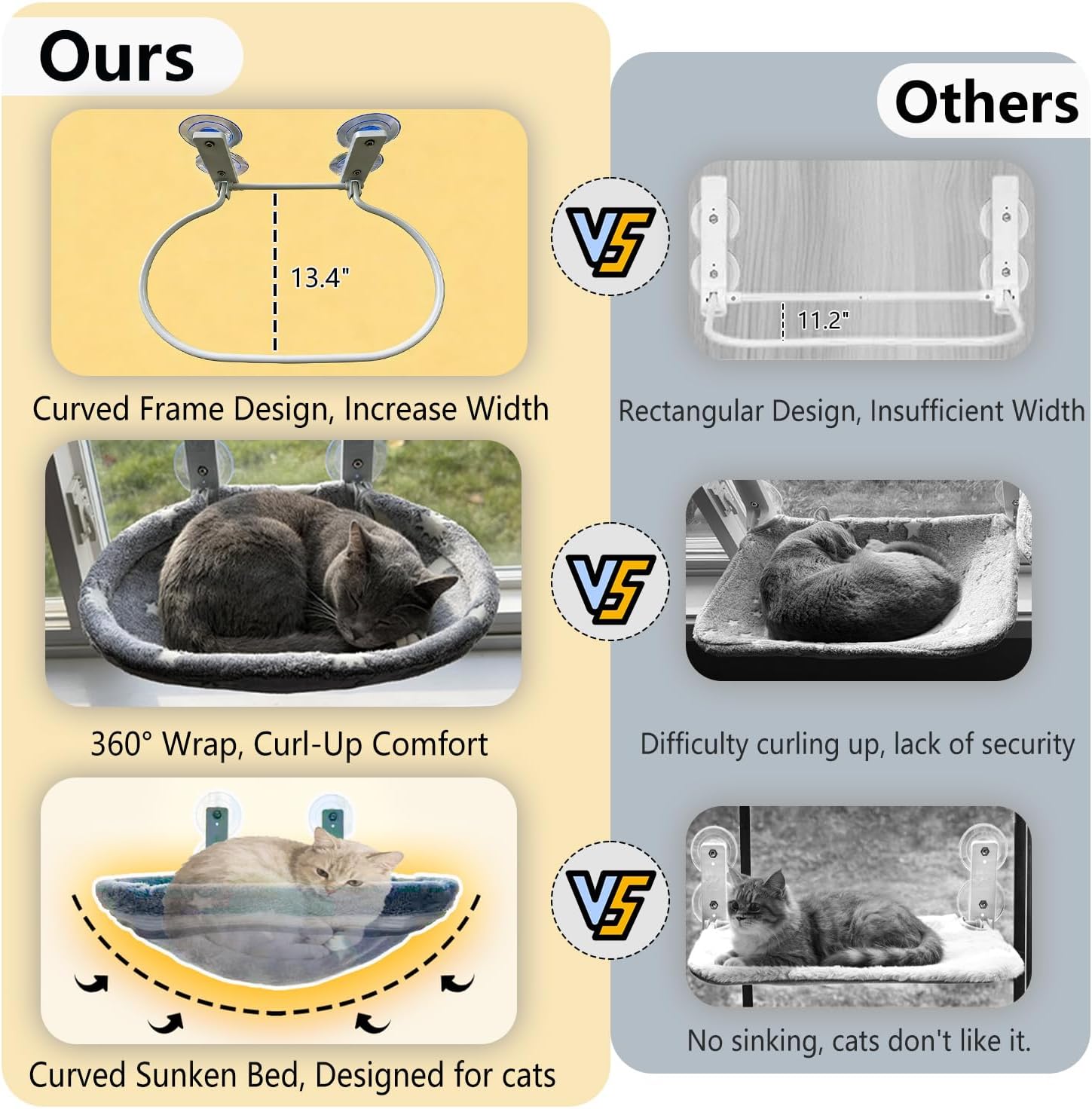 Cat Window Perch Hammock - Glow in the Dark Cordless Foldable Pet Bed with Sturdy Metal Frame & Strong Suction Cups