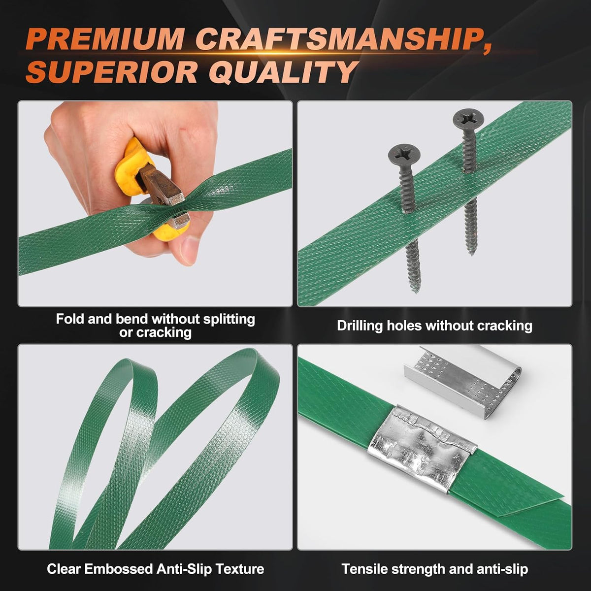 Poly Strapping 98.4FT 0.78" Green Polypropylene Heavy Duty
