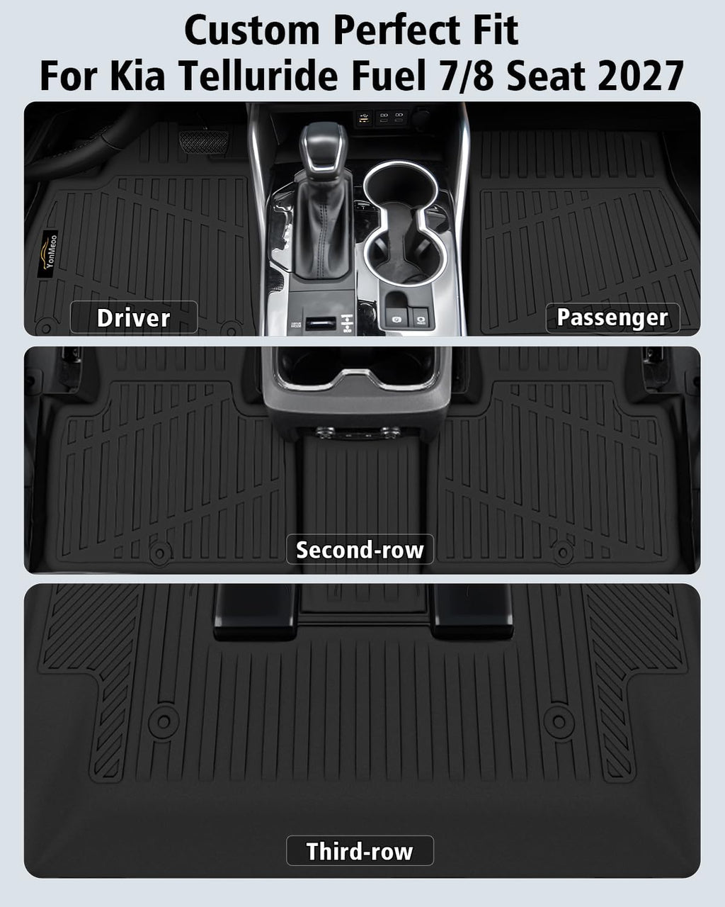 Floor Mats Custom for Kia Telluride 2027 Gas Only (Not for Hybrid) 7&8 Seater Trunk Mat with Backrest Mat All Weather