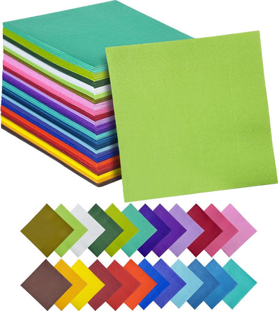 24 Colors Cocktail Napkins 5 * 5inch Disposable Beverage Napkin Paper for Cocktail, Wedding, Dinner, Birthday Party