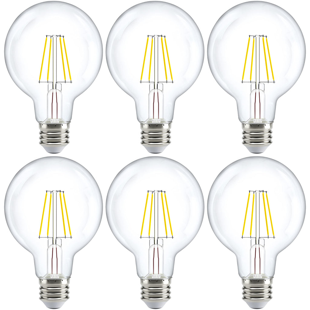 Sunco 6 Pack G25 LED Globe Light Bulbs for Vanity, 5W, 3000K