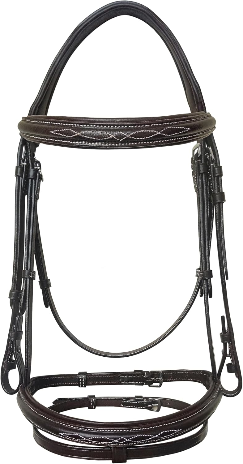 English Horse Bridle with Reins, Padded, 6 Browband Styles
