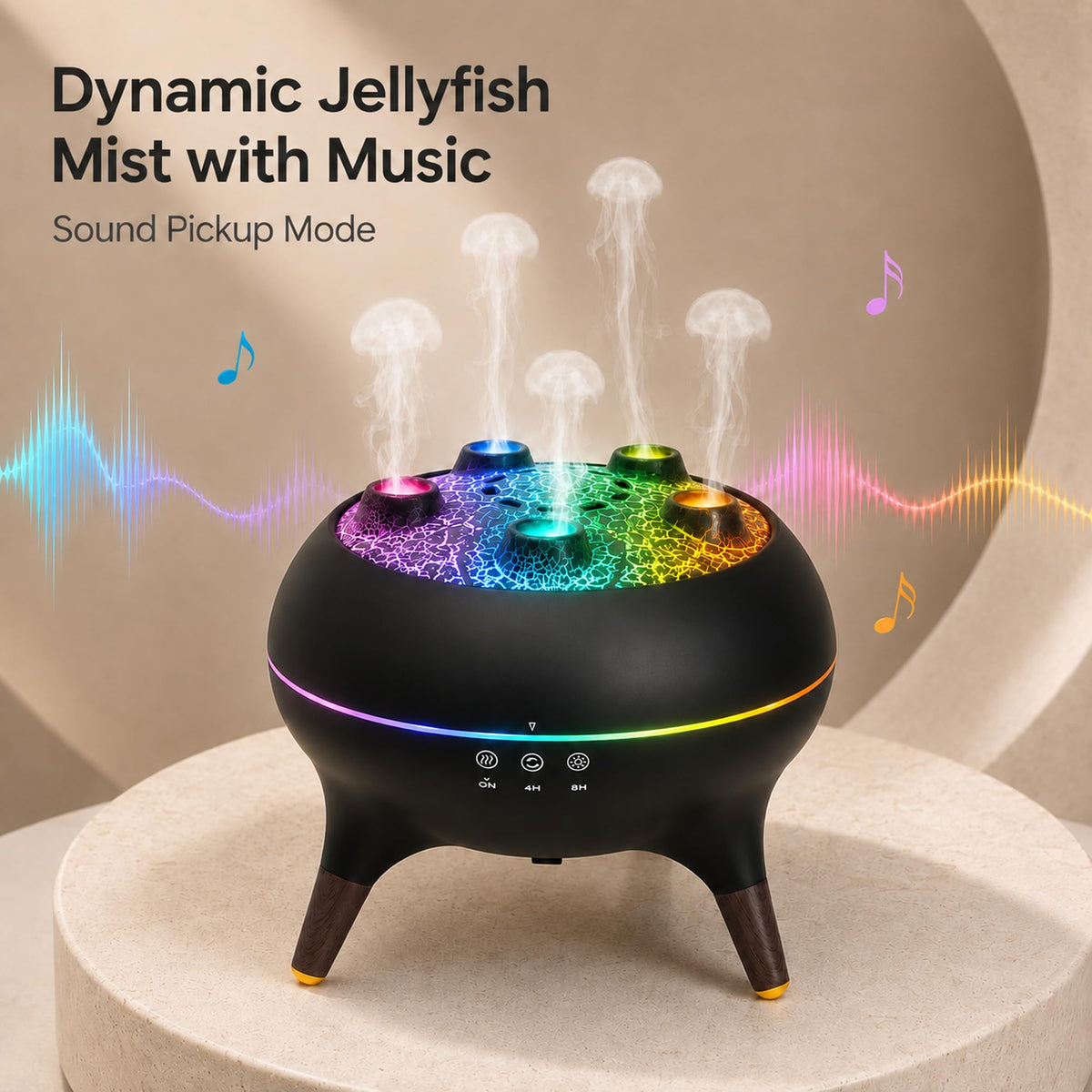 Essential Oil Diffuser 250ML Dancing Jellyfish Aromatherapy Diffuser Humidifier with 7 Colors LED Lights,Remote