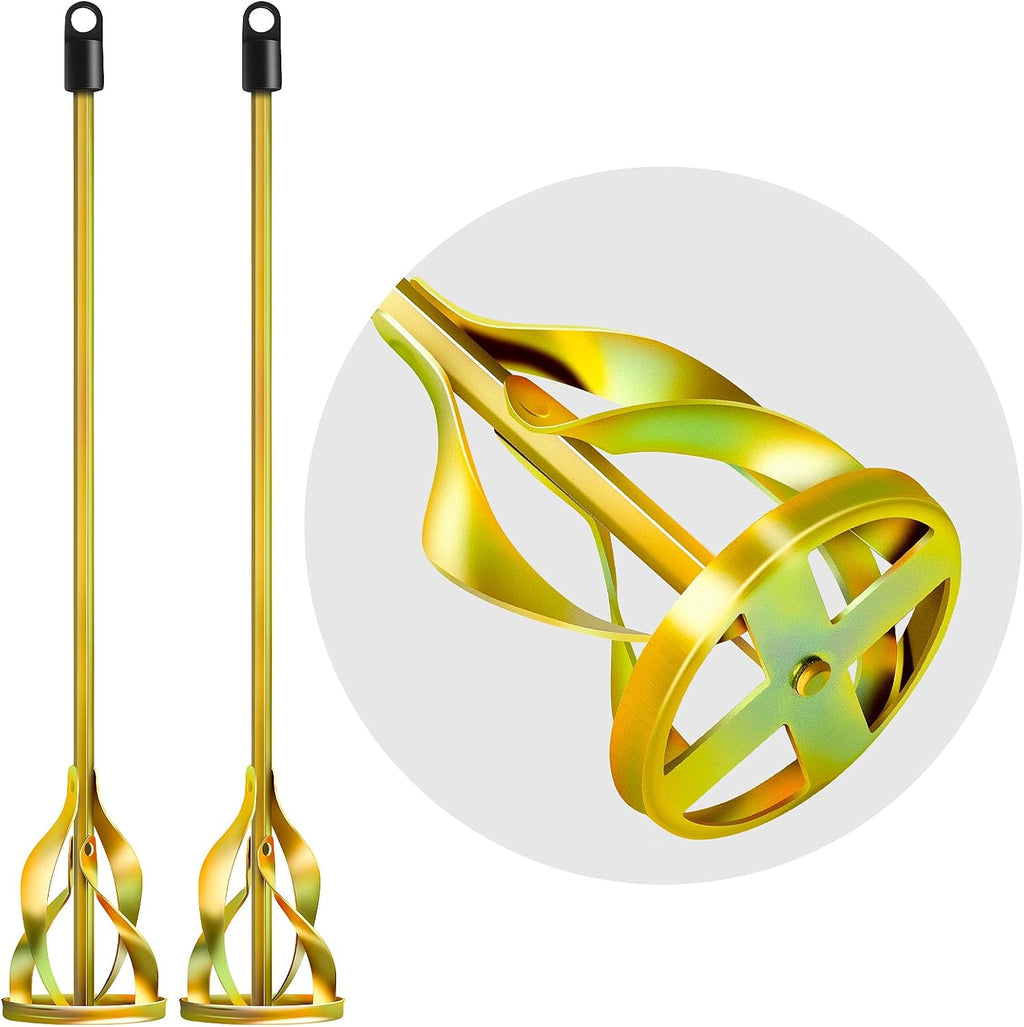 2-Pack Paint Mixer for Drill, Upgraded 4-Blade 2.76" Helix Mixing Paddle Rust-Proof Paint Stirrer, Fits All Standard