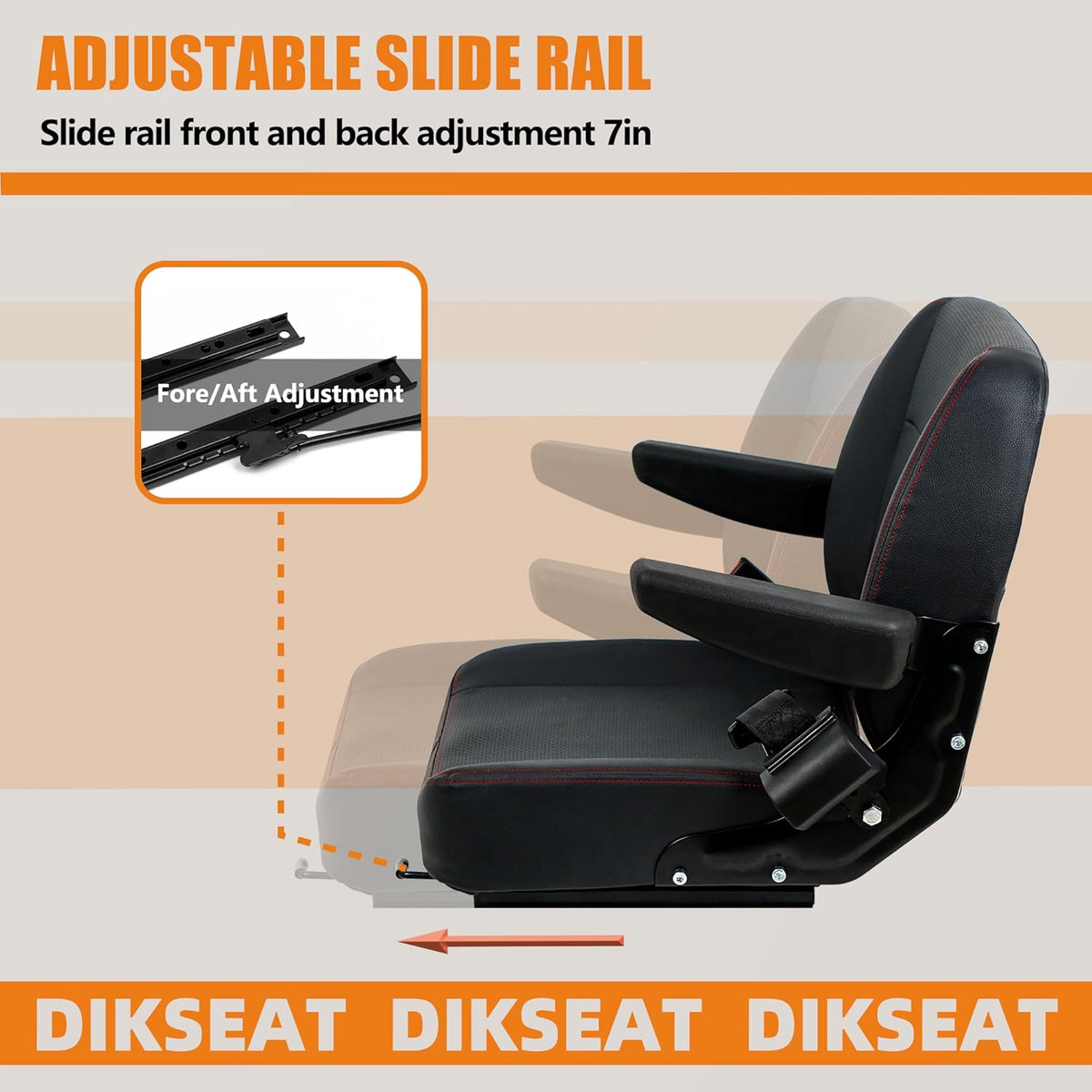 Universal Forklift Seat,Riding Lawn Mower Seat with Armrest,Tractor Seat with Micro Switch and Safety Belt,Storage