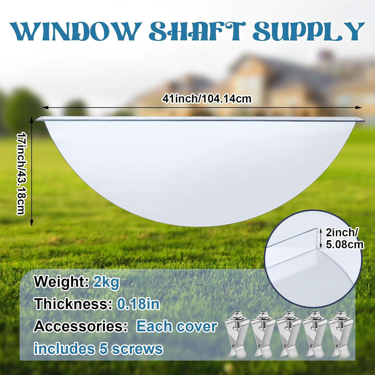41"L x 17"W Outside Window Well Covers with Mounting Clip