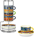 4 Oz Bohemian Espresso Cups Set of 4 with Stand
