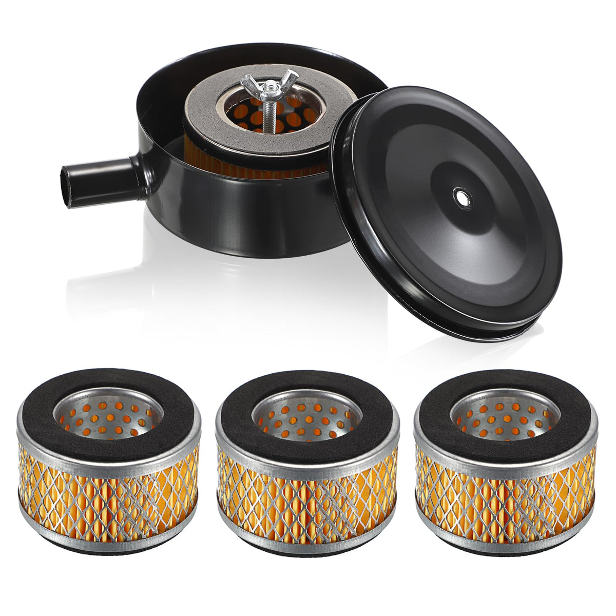OwnMy 1 Set Air Compressor Silencer with 3 Air Compressor Intake Filters