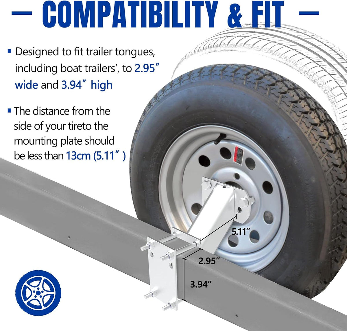 Spare Tire Mount Bracket with Lock, Side Mount Utility Spare Tire Carrier for Trailer Tongue Boat, 4 & 5 Lugs Wheel