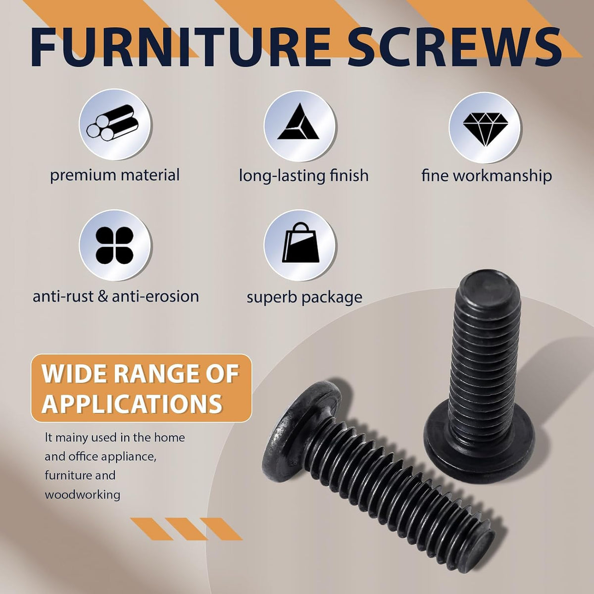 1/4-20 x 1-1/2" (20 Pack) Flat Head Hex Socket Cap Screws Bolts, Black Oxide 304 Stainless Steel 18-8, Hex Drive, Fully Machine Thread Furniture Bolts, with Hex Spanner