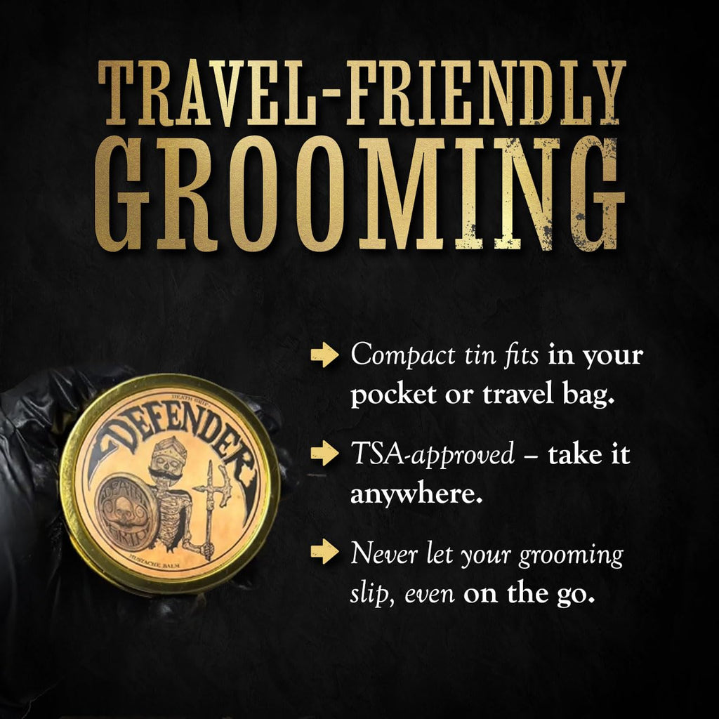 Mustache Balm Defender Travel Size for Men Strong Hold Death Grip