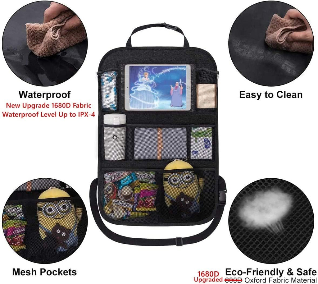 Backseat Car Organizer Mats Back Seat Organizers and Storage Bag with Touch Screen Tablet Holder for Kids Toddlers