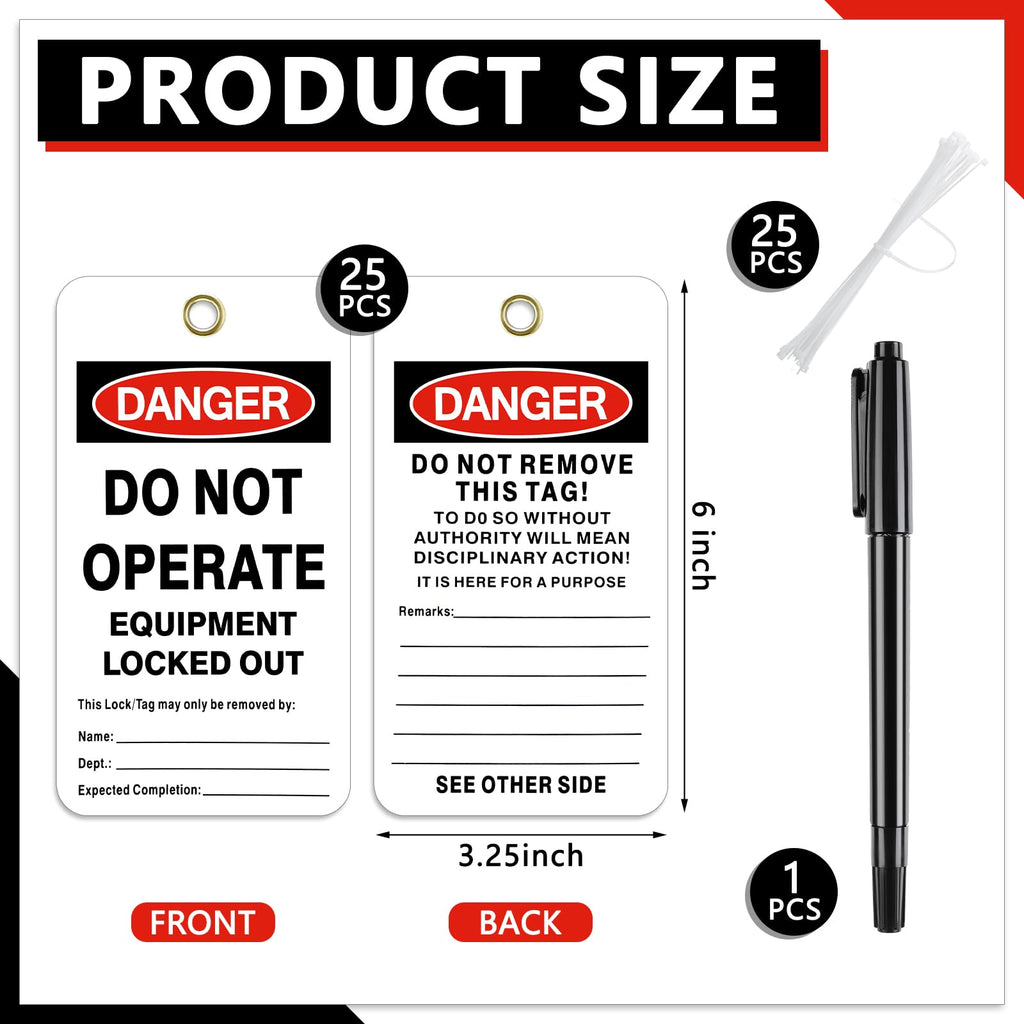25 Pack Danger Do Not Operate Tags, Do Not Remove Lockout Tag