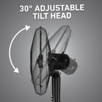 18" Oscillating Stand Fan 3-Speed Adjustable Height 30° Tilt