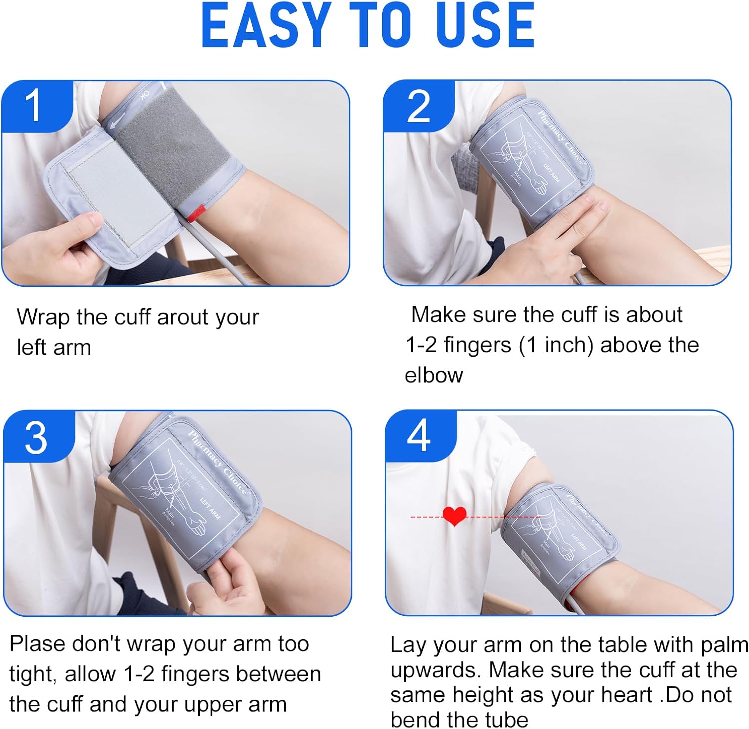 Large Blood Pressure Cuff, Adult Cuff, Compatible with Most Monitors, ARM Blood Pressure Replacement Cuff with 8