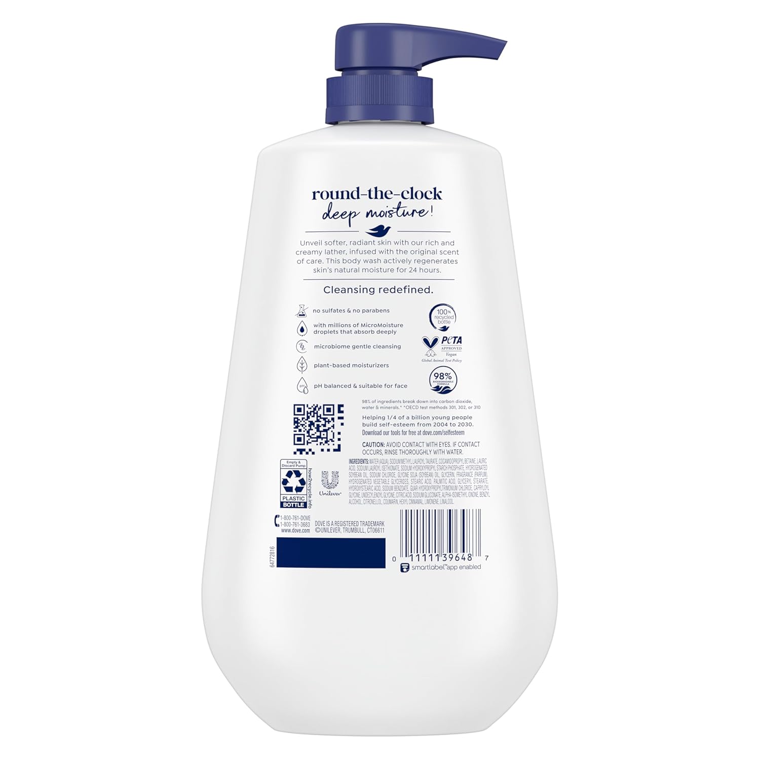 Body Wash Deep Moisture for 24hr Lotion-Soft Skin Moisture Moisturizing Skin Cleanser with No Sulfates No Parabens