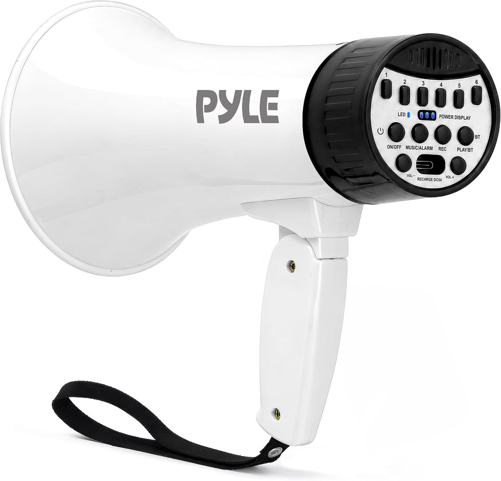 Rechargeable Bluetooth Bullhorn Megaphone with Voice Changer, Siren & USB-C Fast Charging, 1200-Yard Voice Range for