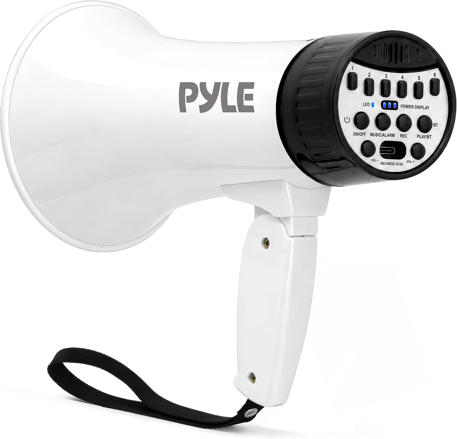 Rechargeable Bluetooth Bullhorn Megaphone with Voice Changer, Siren & USB-C Fast Charging, 1200-Yard Voice Range for