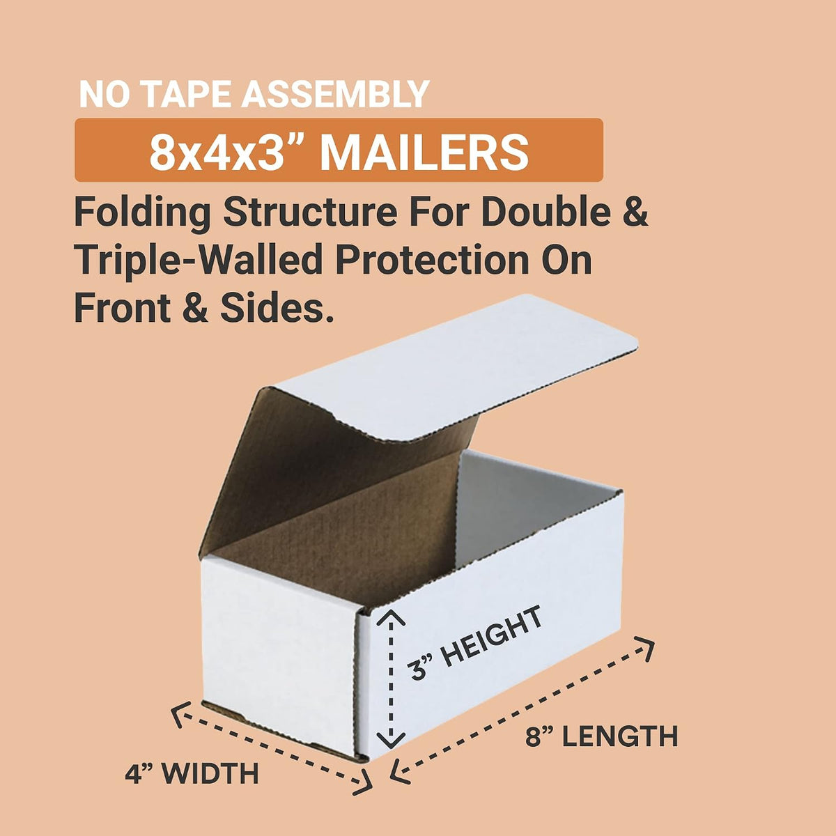 Small Mailer Boxes 8x4x3, 50-Pk for Shipping & Storage