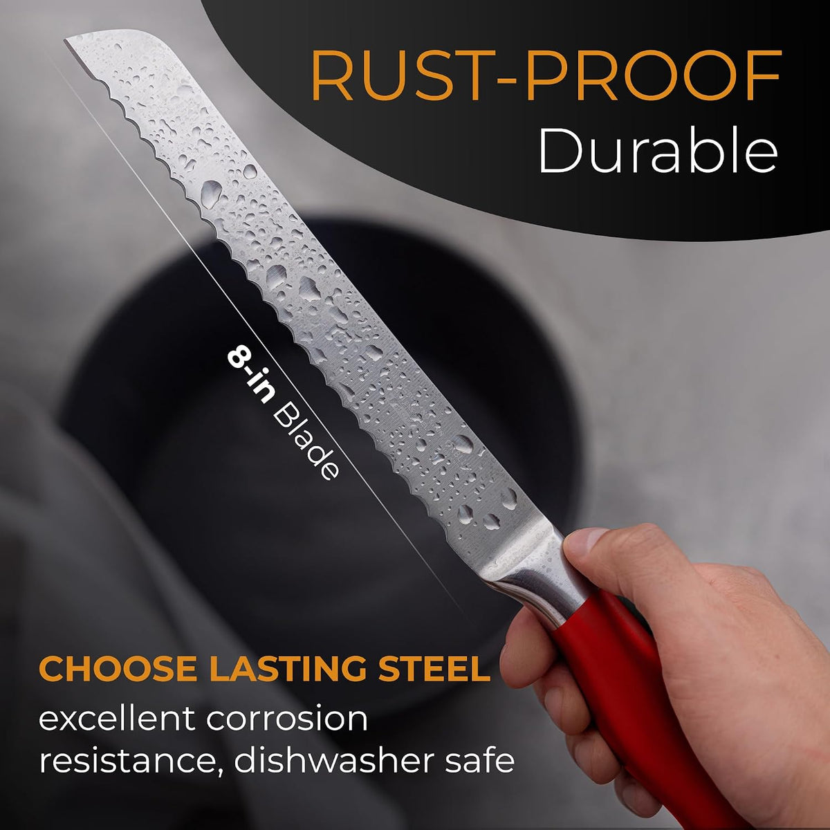 Serrated Bread Knife Ultra-Sharp Stainless Steel Professional Grade Bread Cutter - Cuts Thick Loaves Effortlessly