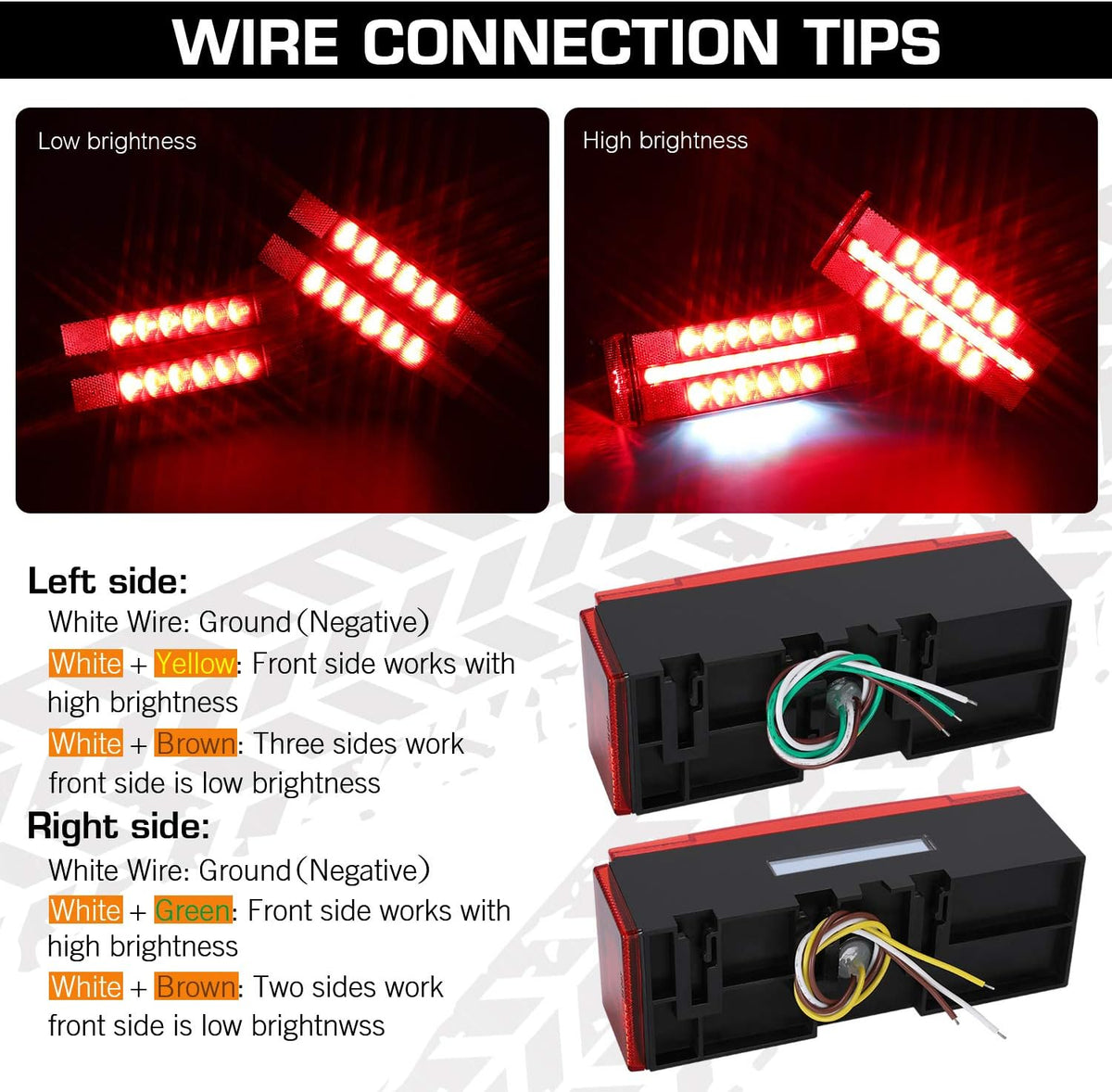12V LED Submersible Low Profile Rectangular Trailer Light Kit