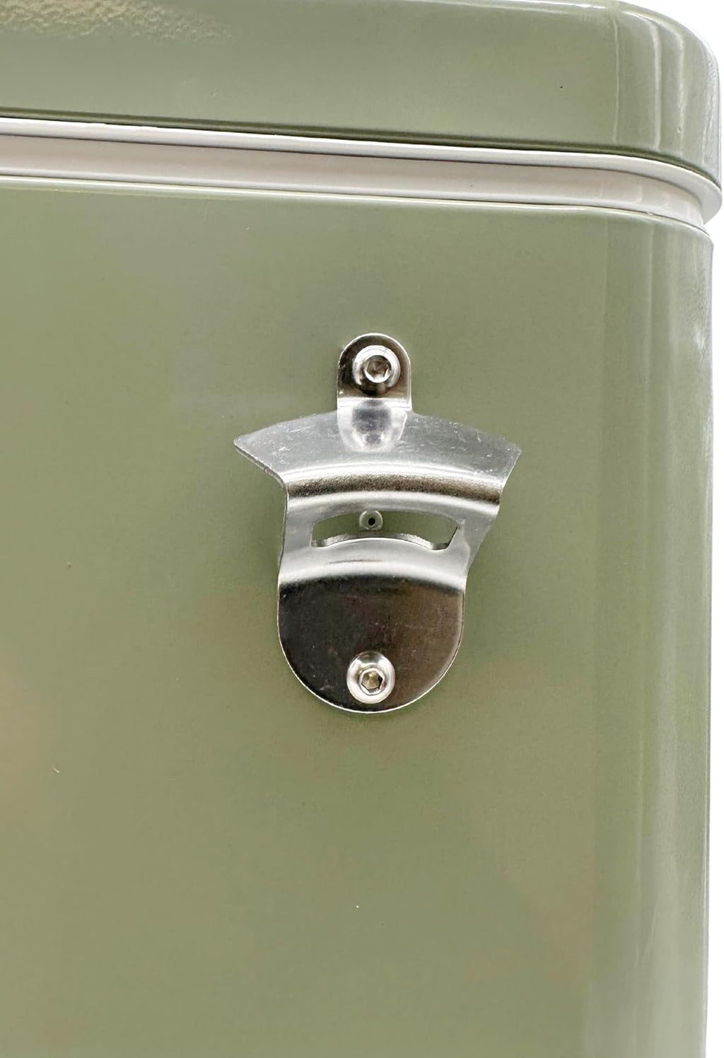 Hard-Sided 54 Qt. / 80 Can Metal Cooler | Durable outdoor beverage cooler with latch closure, bottle opener and side
