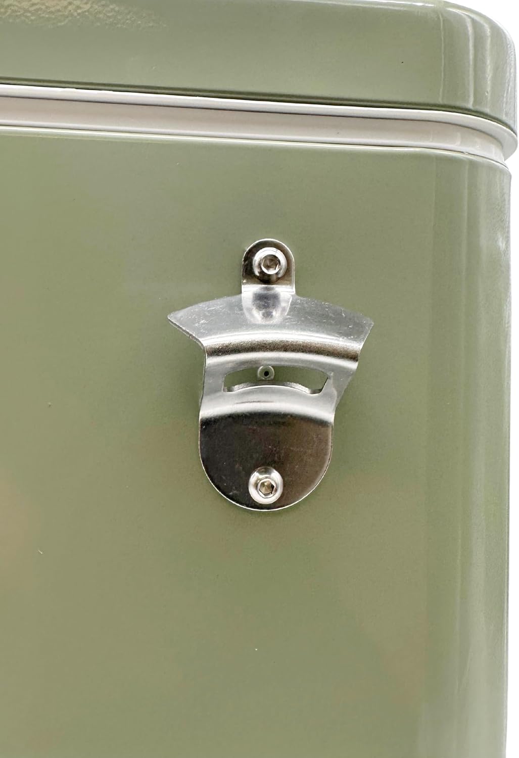 Hard-Sided 54 Qt. / 80 Can Metal Cooler | Durable outdoor beverage cooler with latch closure, bottle opener and side