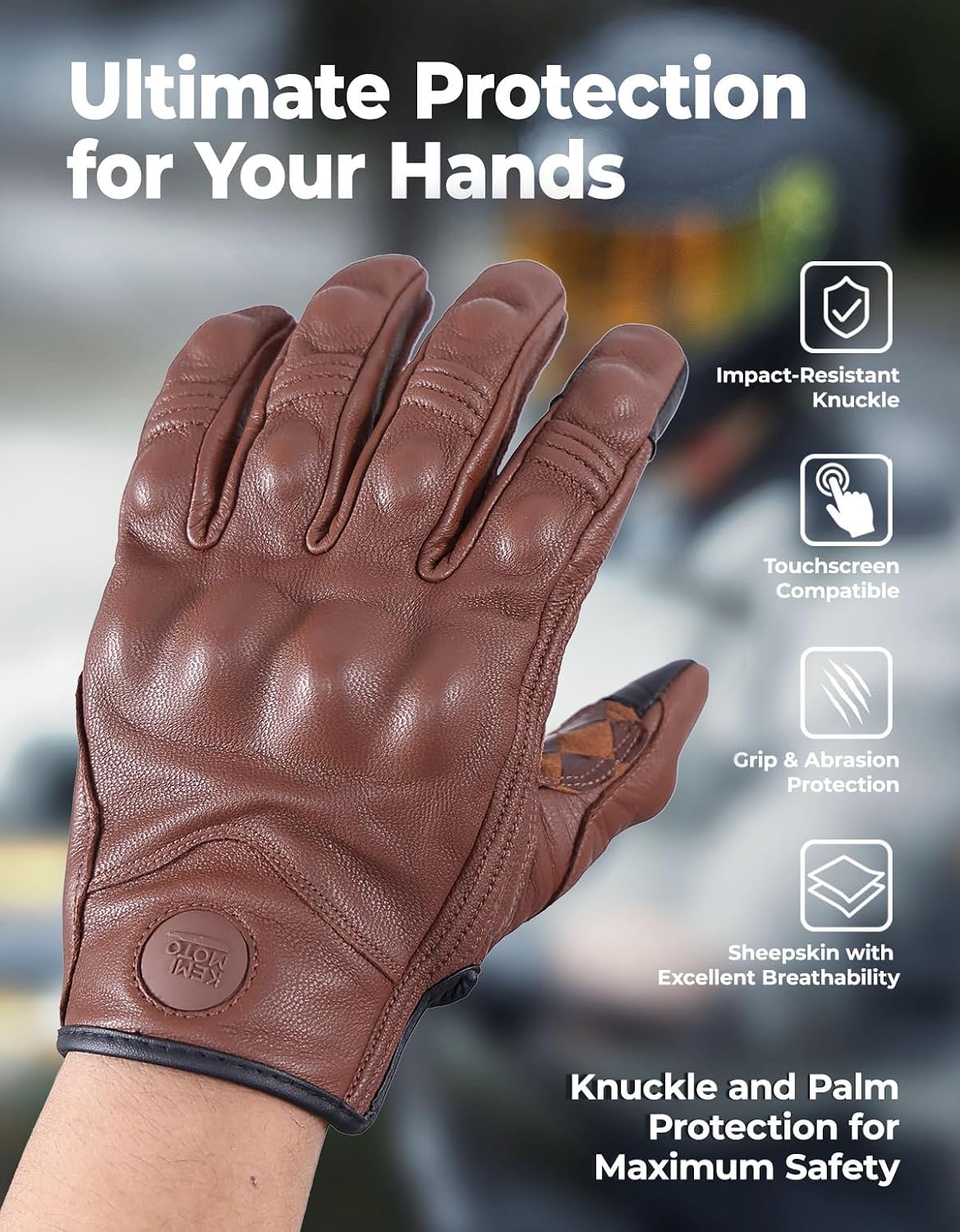 Motorcycle Gloves, Leather Motorcycle Riding Gloves for Men and Women, Touchscreen Motorbike Gloves for Motorcross