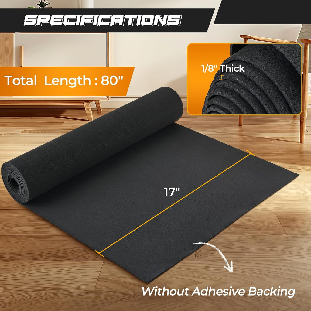 Neoprene Closed Cell Foam Roll, 1/8" Thick, 17" W x 80" L Black Foam