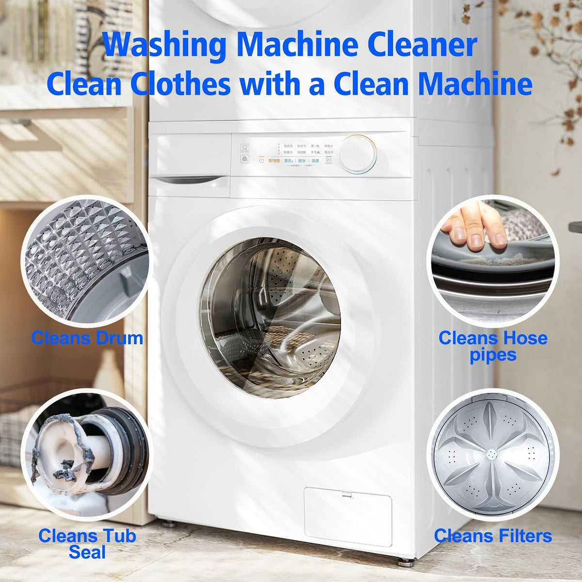 40 Pack Washing Machine Cleaner Tablets,Deep Cleaning Descaler For HE Front Loader & Top Load Washer,Washer Machine