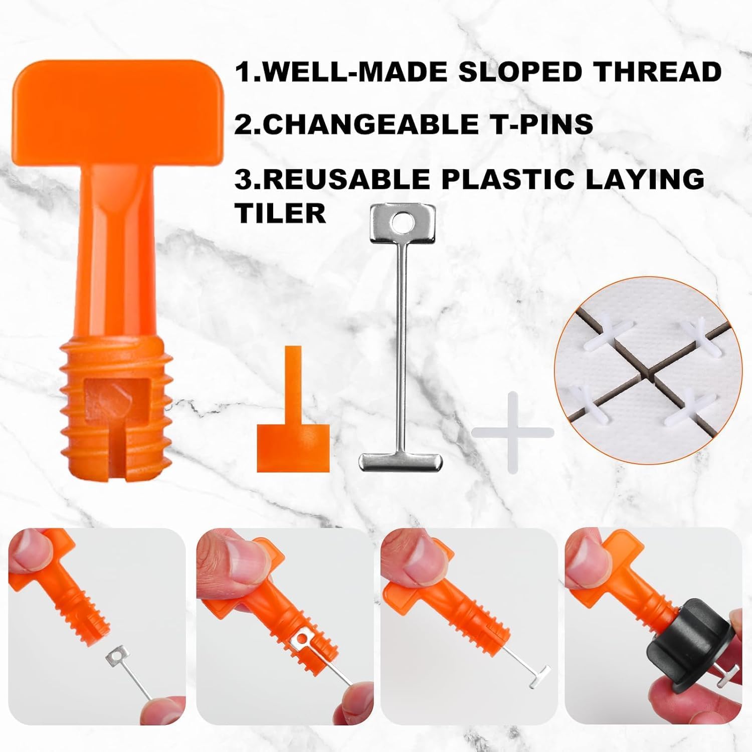 250PCS Tile Leveling System Kit, 1/16 Inch Tile Spacers