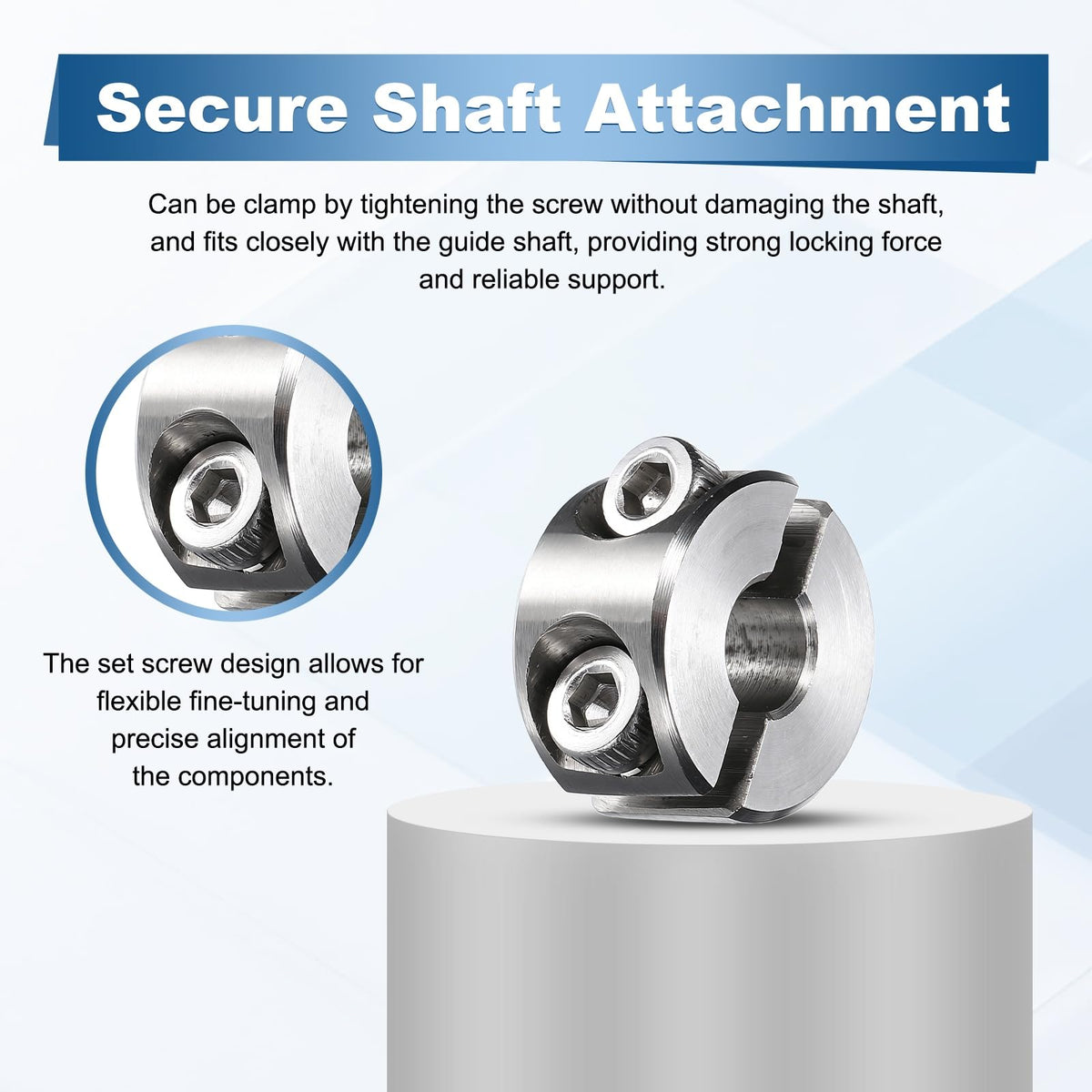 MECCANIXITY 2Pcs Double Split Shaft Collars 6mm Bore Clamping Collar Silver