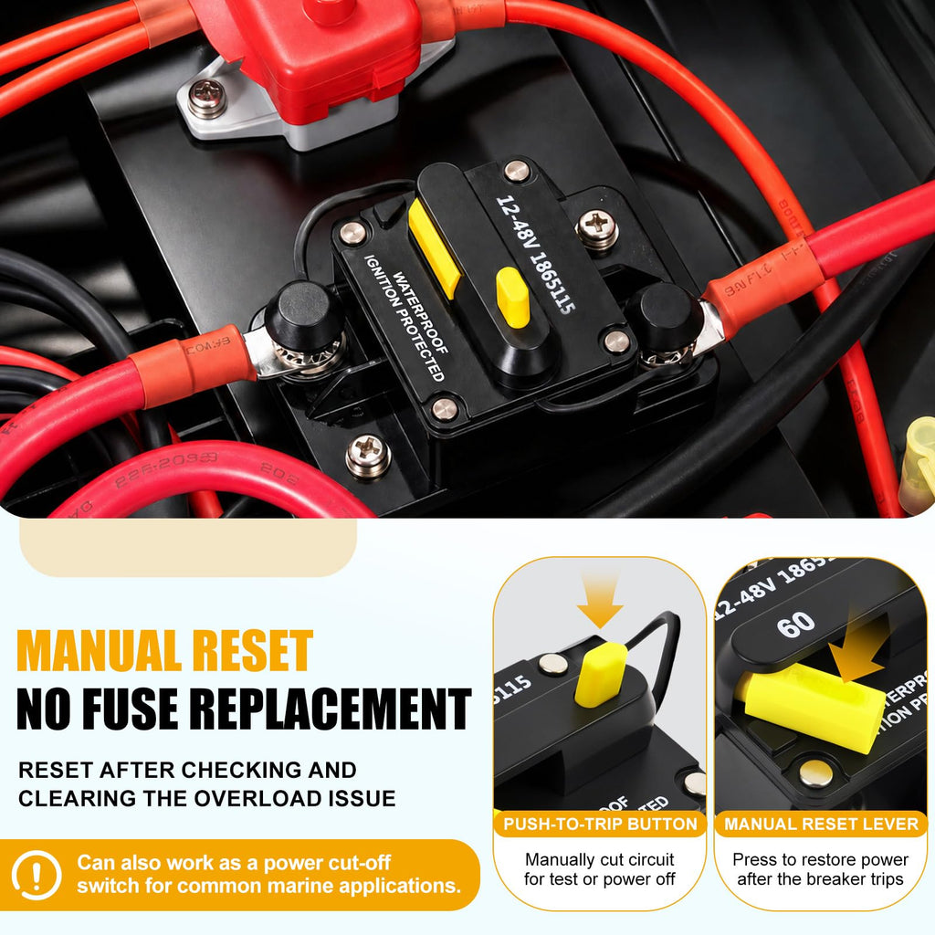 MKR-27 1865115 60 Amp Marine Circuit Breaker Compatible with Minn Kota