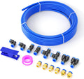 4MM OD Blue Polyurethane PU Air Hose Line Kits with Push-to-Connect Fittings for Compressed Air Fluid Transfer Tubing 10 Meter/32.8ft(Pack of 17)