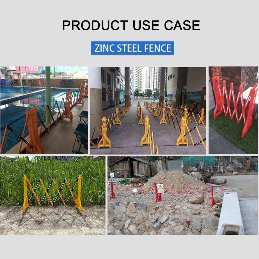 Security Barrier,Expandable Plastic Safety Barricade - 38" Height, 8.2ft Length, Water-Filled Base, Outdoor Traffic