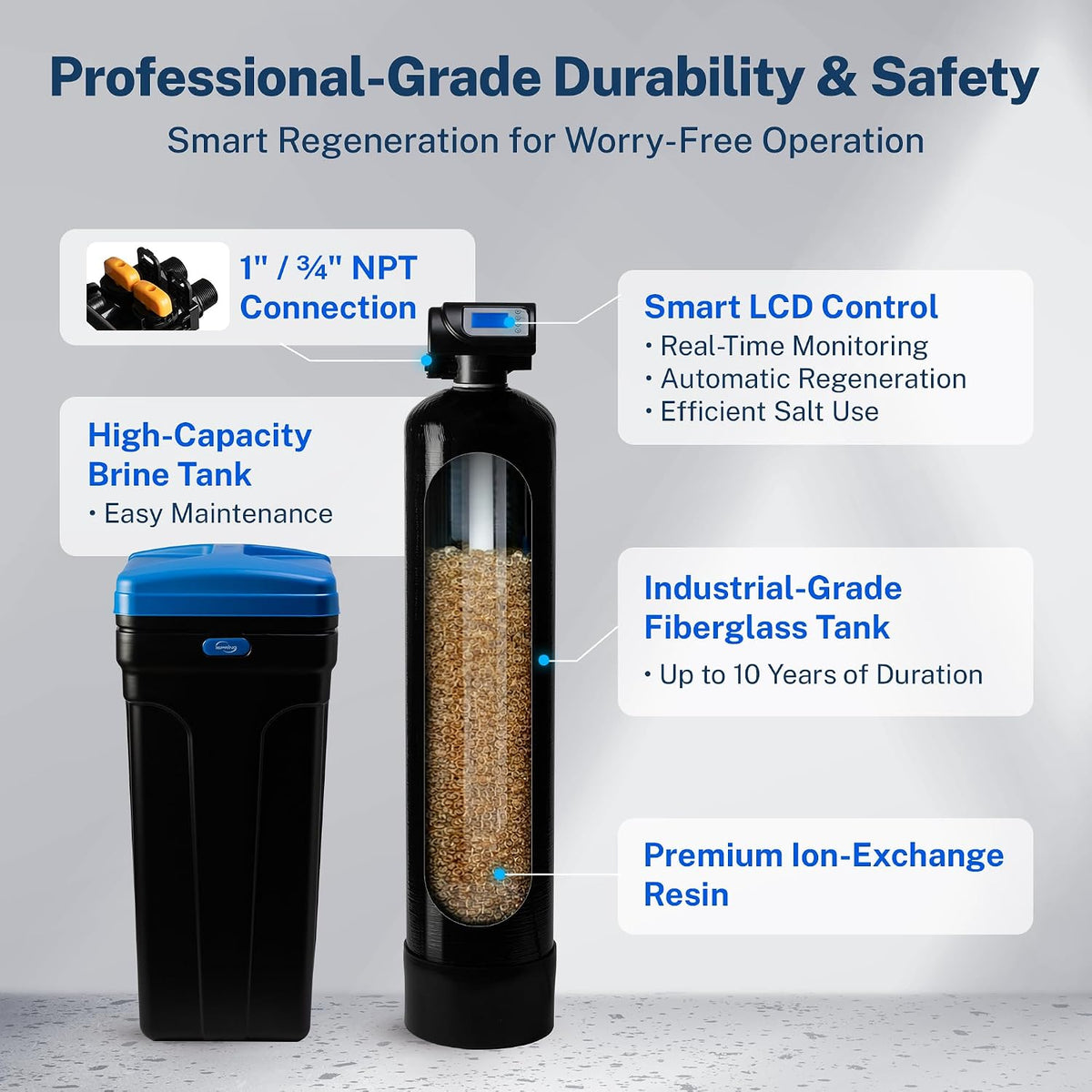WCSTB45KG 45,000 Grains Whole House Water Softener with Brine Tank