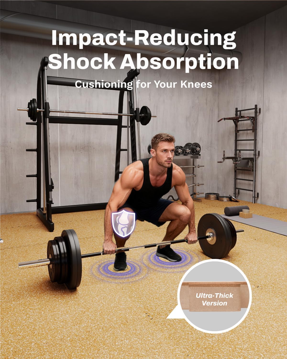 0.79" Thick Gym Flooring for Home Gym, 24 Sq Ft Rubber Top Gym Mat