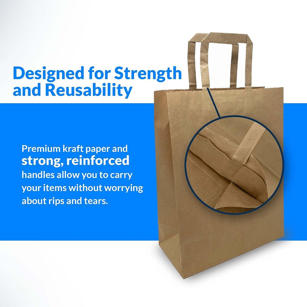 Paper Bags w/Handles, Kraft | Assorted Large Sizes