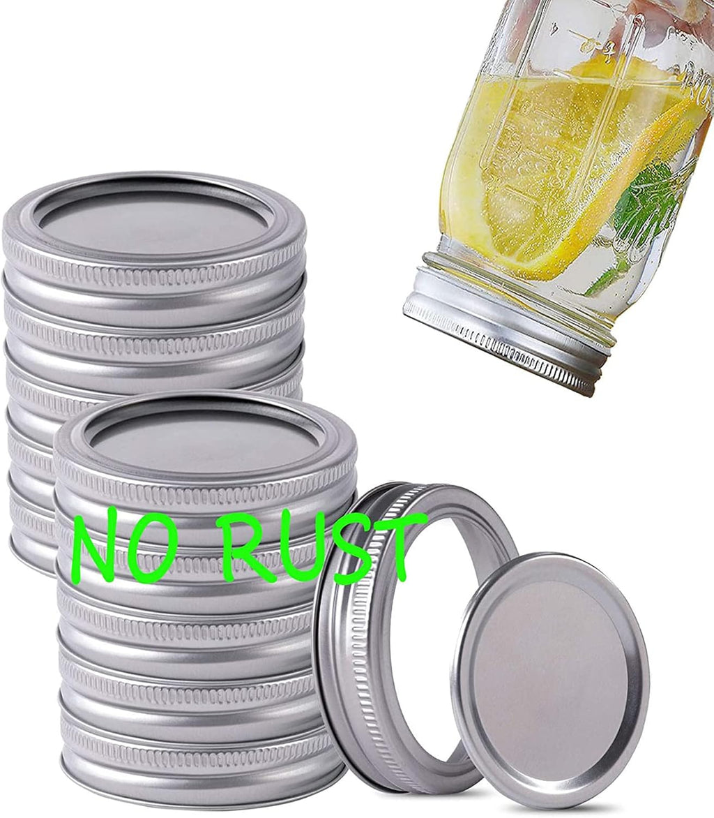 Canning Lids and Rings Regular Mouth Suitable for Ball or Kerr Jars,Small Mouth Mason Jar Lids and Bands Set of 12