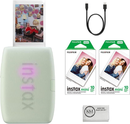 INSTAX Mini Link 3 Smartphone Printer | Sage Green Bundled INSTAX Mini Instant Film | 20 Exposures + Microfiber