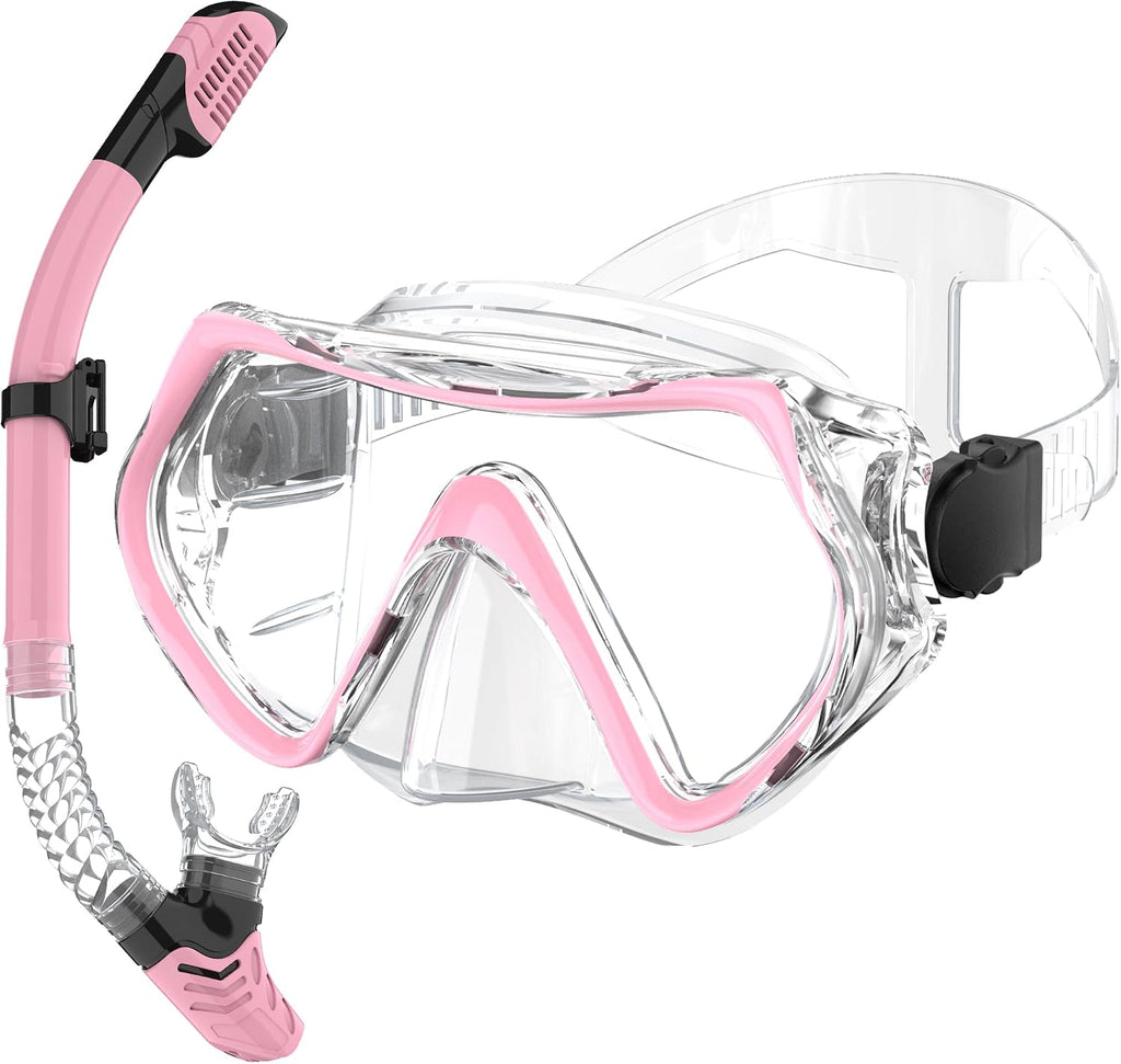 Dry Snorkel Set,Panoramic Wide View Anti-Fog Scuba Diving Mask,Professional Snorkeling Gear for Adults