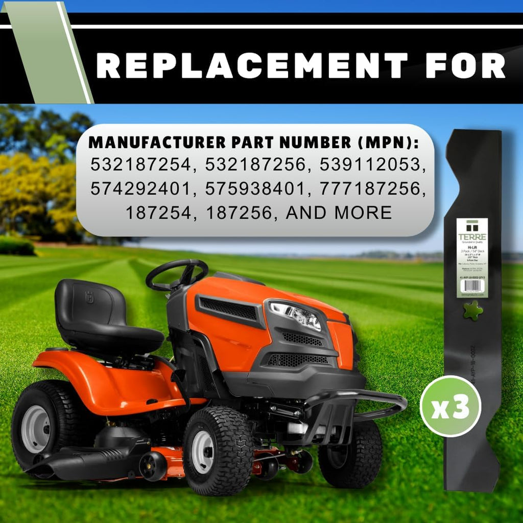 Terre 3-Pack 54 in High Lift Blades for Husqvarna & Craftsman