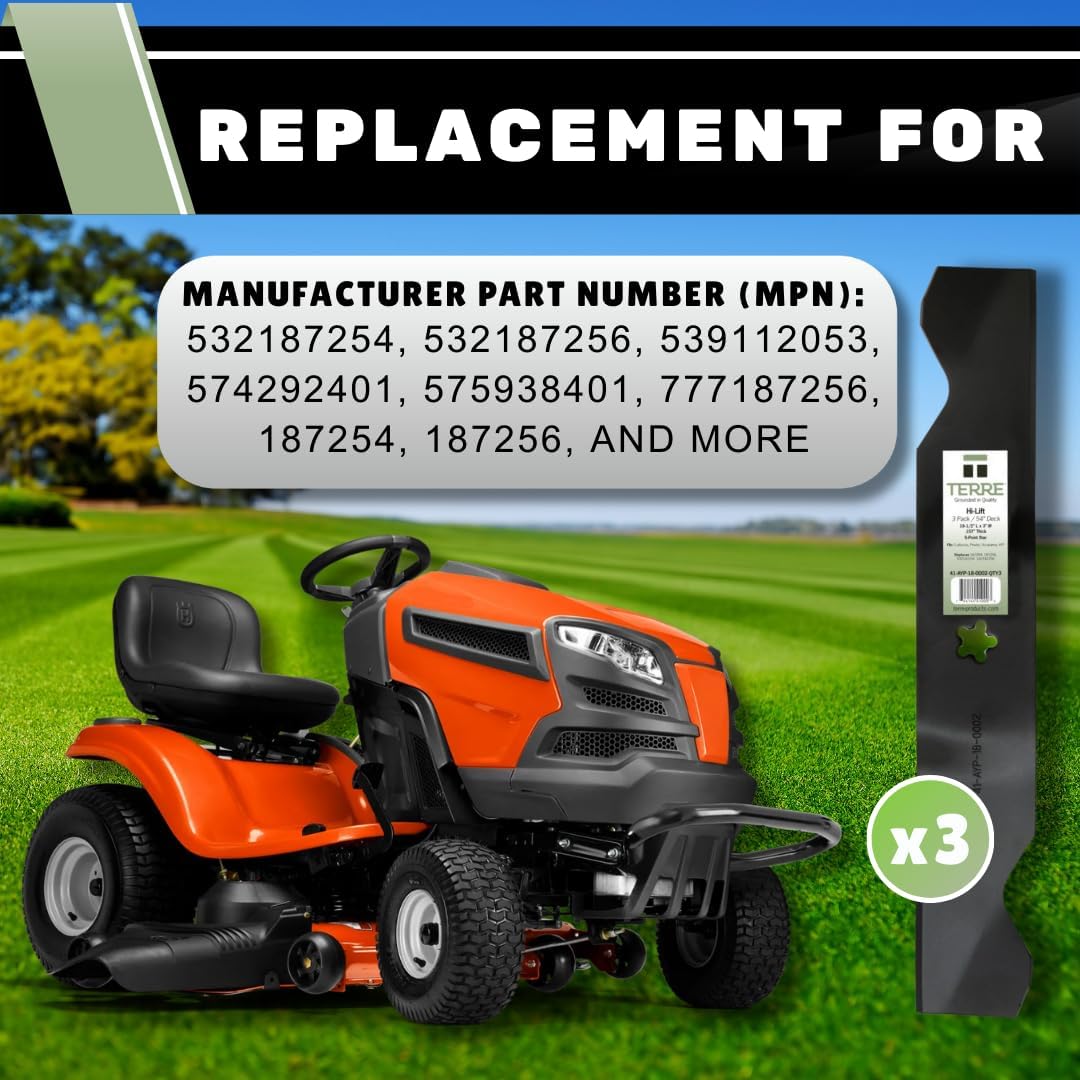 Terre 3-Pack 54 in High Lift Blades for Husqvarna & Craftsman
