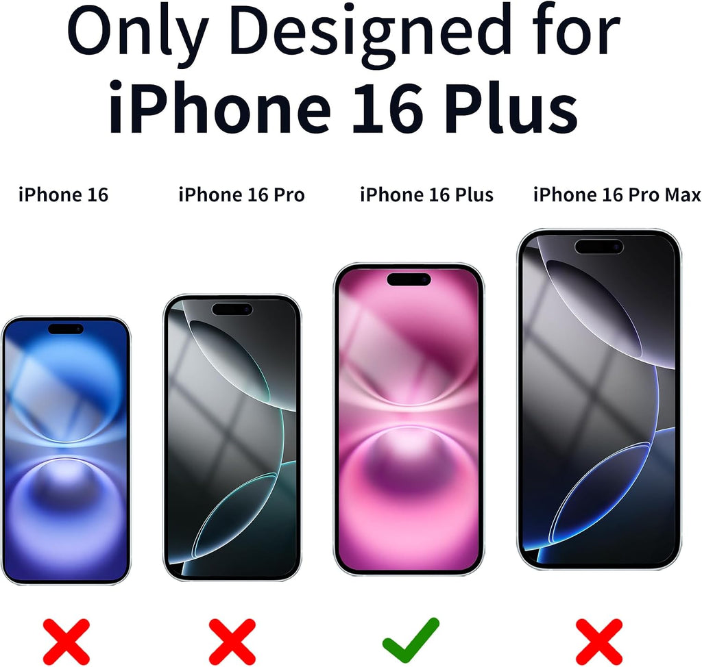 for iPhone 16 Plus Privacy Screen Protector 6.7 inch Gradient Colorful 16Plus Tempered Glass 28° Anti-Spy Private