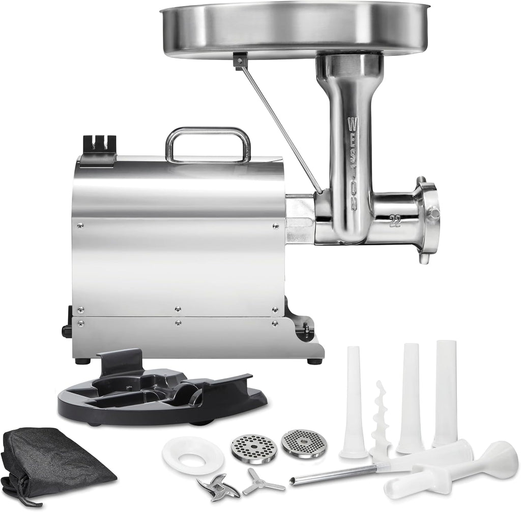 Pro Series Electric Meat Grinder, Commercial Grade, 1120 Watts, 1.5 HP, 14lbs. Per Minute, Stainless Steel (10-2201-W)